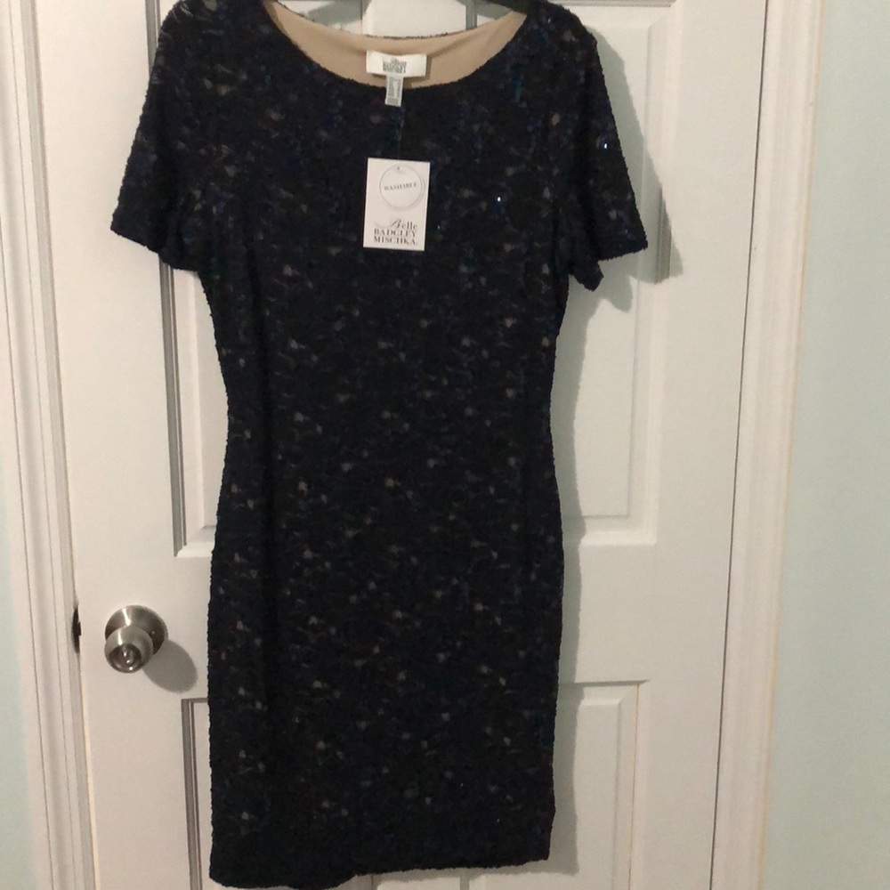 Navy blue Badgley Mischka sequin dress